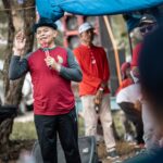 Sekda PPU, Tohar saat menghadiri kegiatan jalan sehat dan bakti sosial yang digelar Persatuan Wredatama Republik Indonesia (PWRI) Kabupaten PPU.