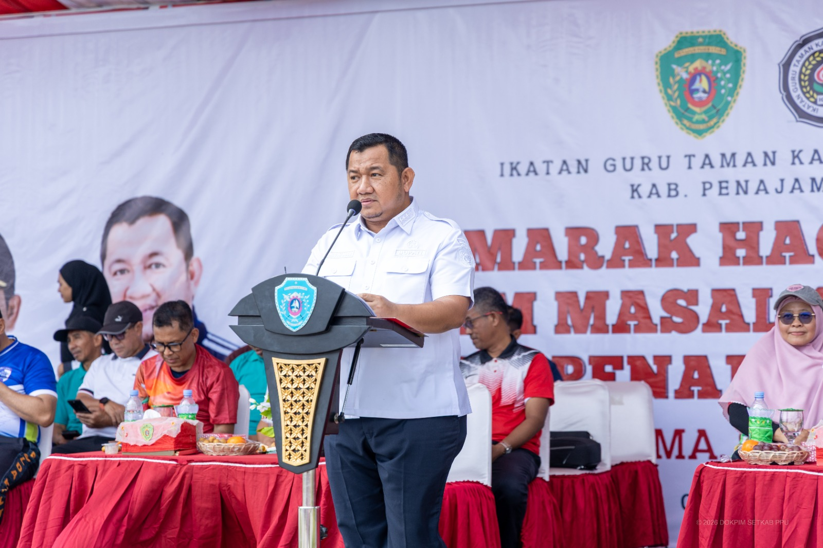 Bupati PPU, Mudyat Noor saat menghadiri peringatan Hari Olahraga Nasional (Haornas) 2026 bersama ratusan anak Pendidikan Anak Usia Dini (PAUD) se-Kabupaten PPU.